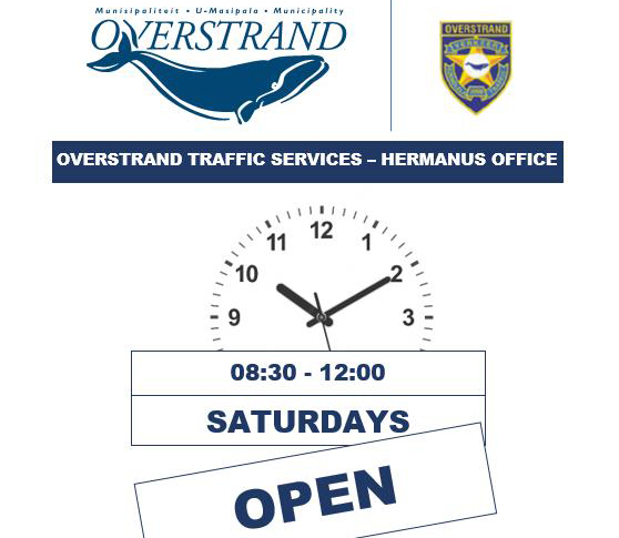 Hermanus Traffic will be open on Saturday 9 & 23 March